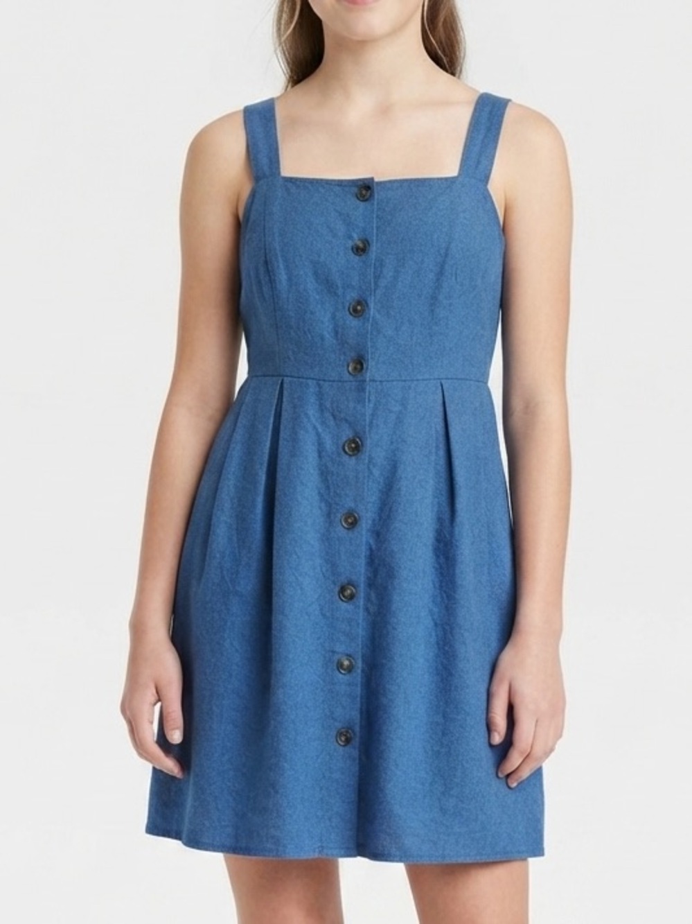 Finjani Blue Women's Button-Front Sundress with Straps Size XL